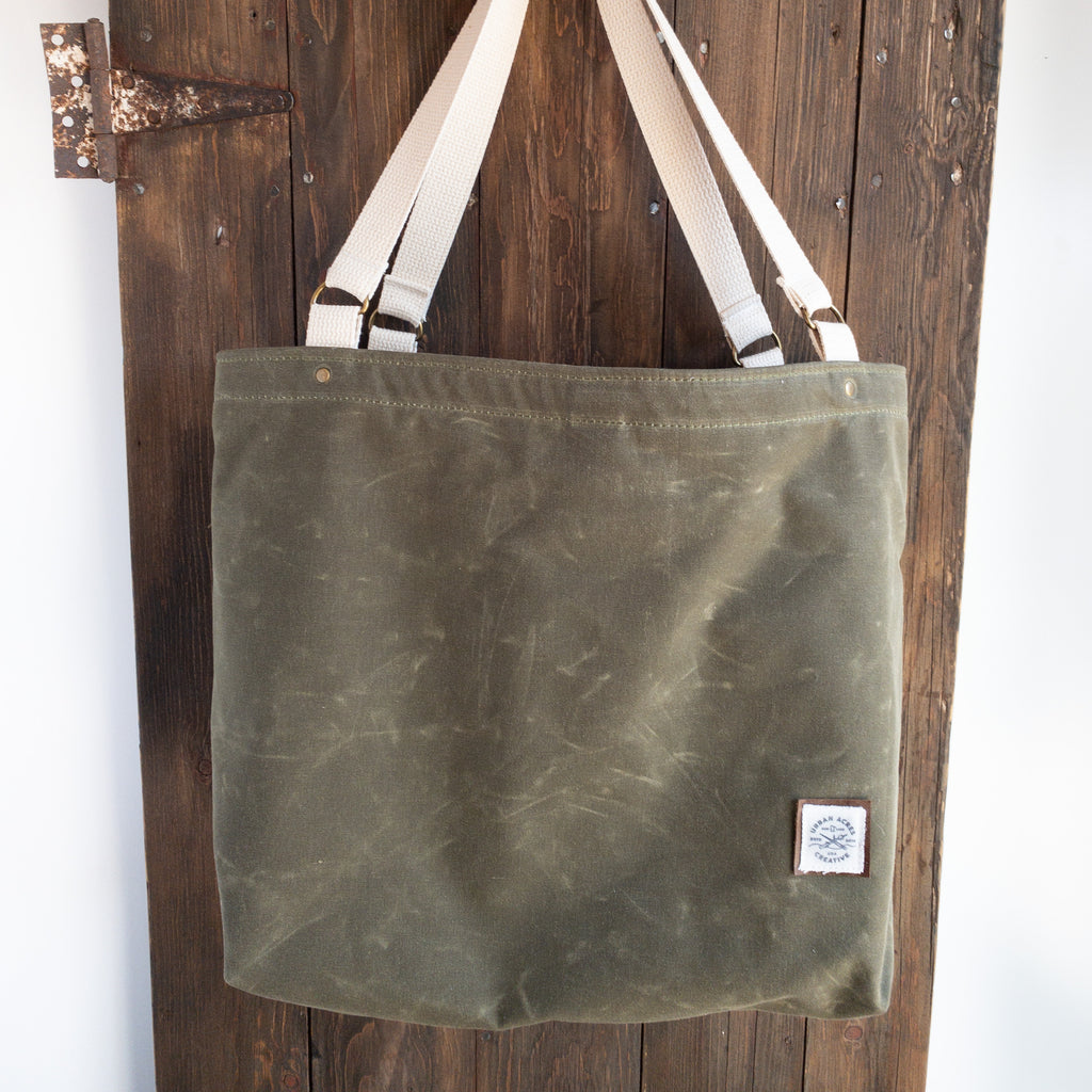 ALEXANDRIA - Large Tote Bag - Olive + Multi Stripe